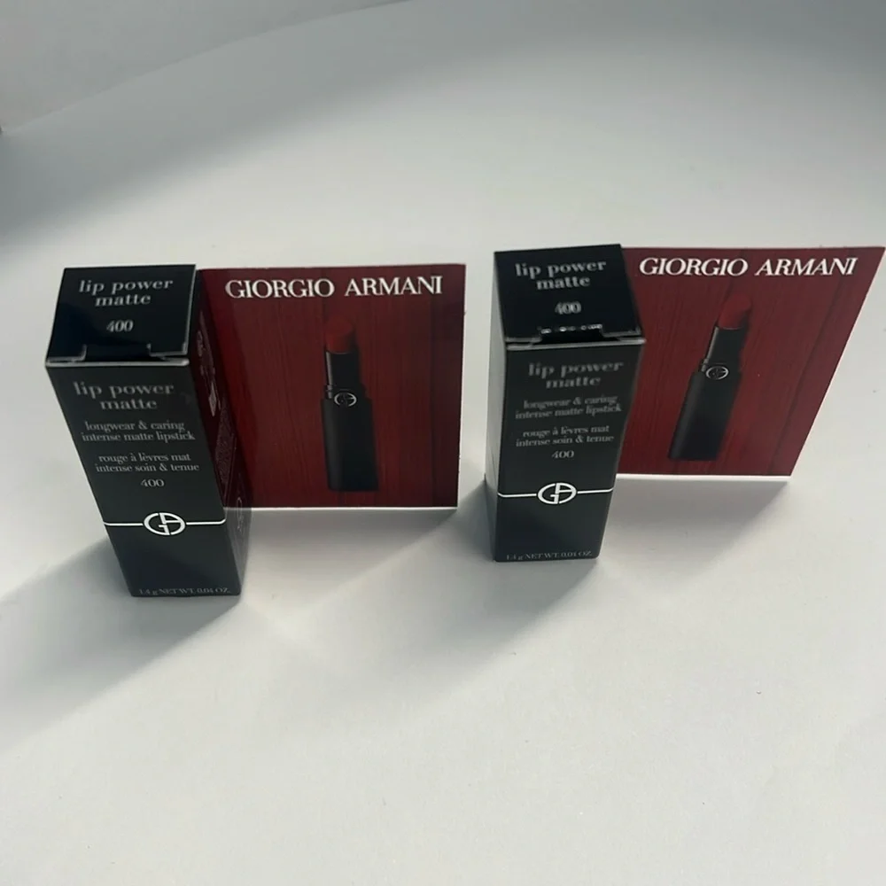 Giorgio Armani Set of 2 Lip Power Matte  400 Long Wear Matte Lipstick Mini - New